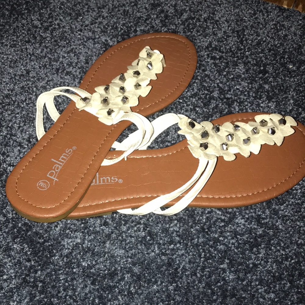 Palms sequin flower sandals